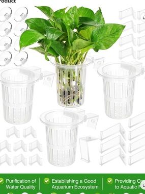Clear Hydroponic Net Pots with Suction Clips - Set